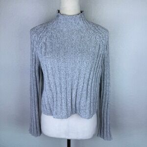 American Eagle Grey Chenille Ribbed Mock Neck Soft‎ Cute Sweater Womens Size XS